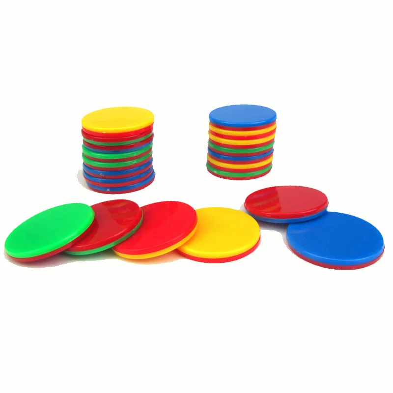 

10Pcs/Lot Two Double Side Color Blank Plastic Poker Chips 25mm Casino Marker Fun Family Club Board Games DIY Toy Creative Gift