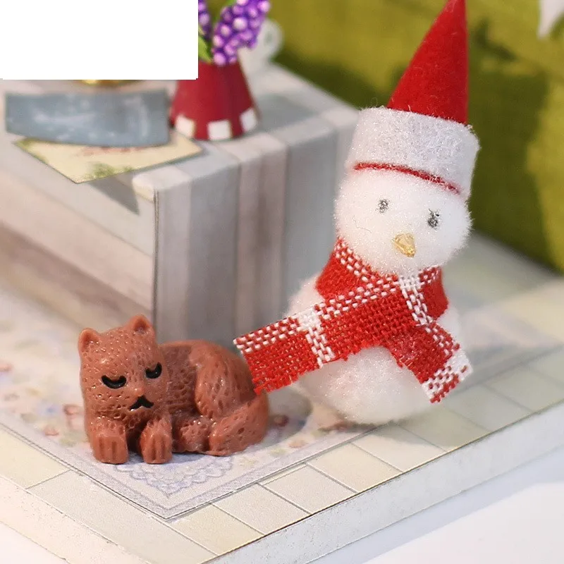 Рождественский Деревянный Кукольный дом DIY кукольный домик сборный миниатюрный с мебельными игрушками креативные поделки ручной работы модели строительные наборы