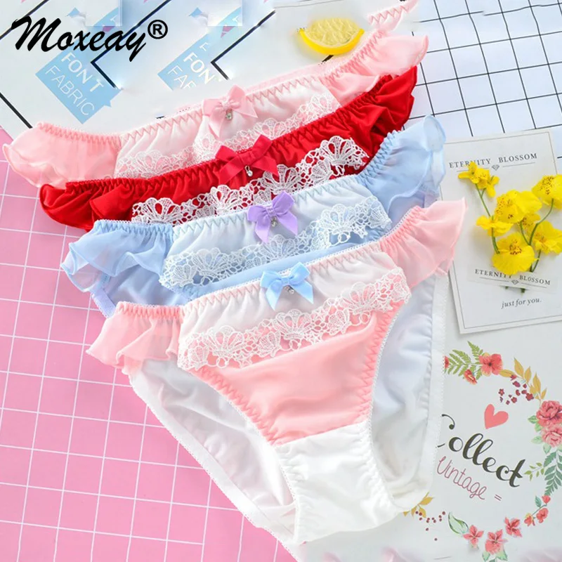 

Moxeay Japanese Single Japanese New Student Girl Underwear Milk Silk Water Soluble Lace Low Waist College Women's Underwear Pant