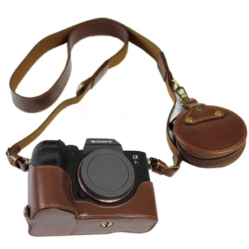 

New PU Leather case Camera bag cover For Sony A7RIV A7R MarkIV A7R4 A9II A9M2 half bottom case With Battery Opening