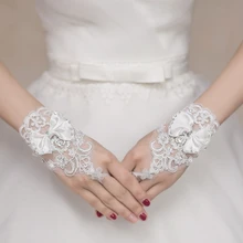 Свадебные перчатки без пальцев с кристаллами и кружевами, Женские аксессуары для выпускного вечера