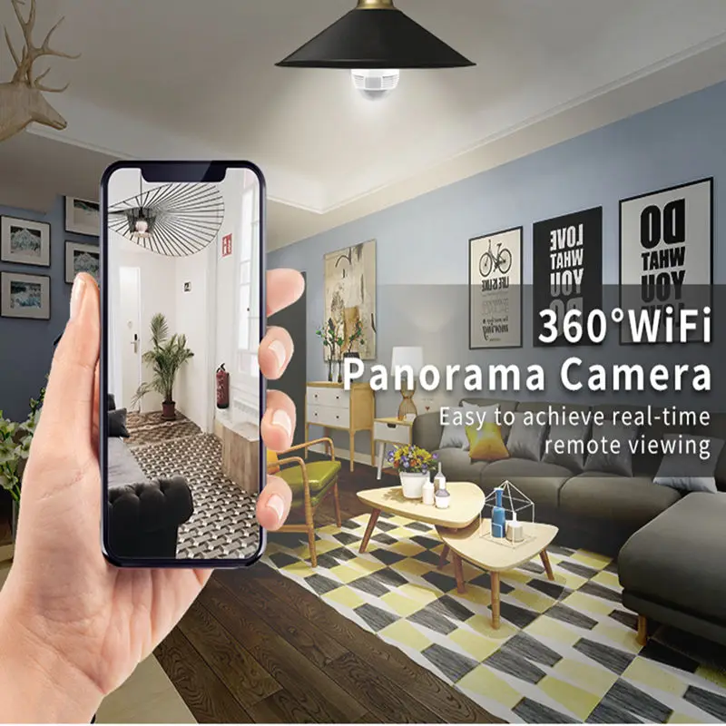 360 градусов светодиодный светильник 960P Беспроводная панорамная Домашняя безопасность WiFi CCTV рыбий глаз лампа ip-камера в форме лампы with128G TF карта два способа аудио