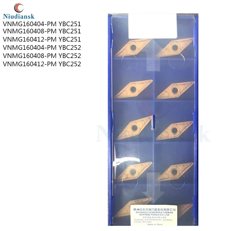 

10pcs VNMG160404-PM YBC252 VNMG160408 PM VNMG160412 PM YBC251 YBC252 External Turning Tool Carbide Inserts CNC Metal Lathe Tools