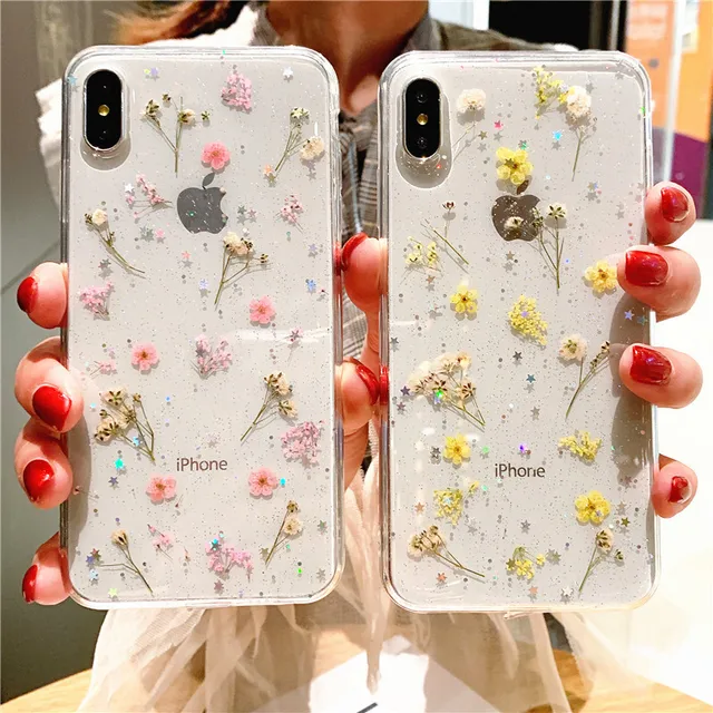 Dry flower case for iphone 11 12 pro XS Max X XR 6s 7 8 Plus SE2 phone cases Real floret cover for iPhone 11 12 Pro 12mini case 1