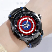 Мужские кварцевые наручные часы Marvel, детские часы с капитаном Америки, детские наручные часы с капитаном, мужские наручные часы с циферблатом