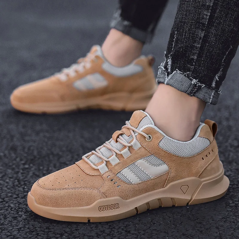 VastWave Pig Skin Genuine Leather Mens Casual Shoes Wear Resistent Rubber Man Leisure Leather Shoes Luxury For Male Canvas shoe