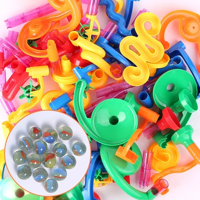2021Kids Duploe Blocks DIY Track Pipe Building Blocks For Children Ball Circuit Marble Race Run Maze Balls Educational Toys Gift 5