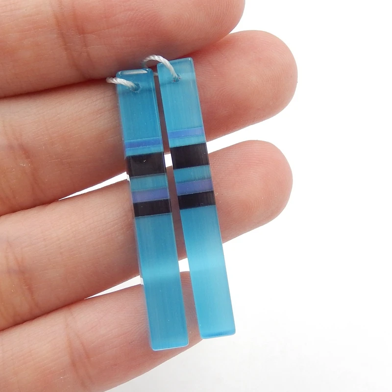 

Ювелирные аксессуары, цимофан, обсидиан с фиолетовой яшмой Intarsia, серьги из драгоценного камня, бисер 37x5x5 мм, 4,5 г