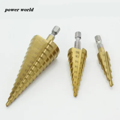 

3pcs/lot HSS Step Drill Bit Straight Slot Step Cone Drill Triangle Shank Metal expanding drill