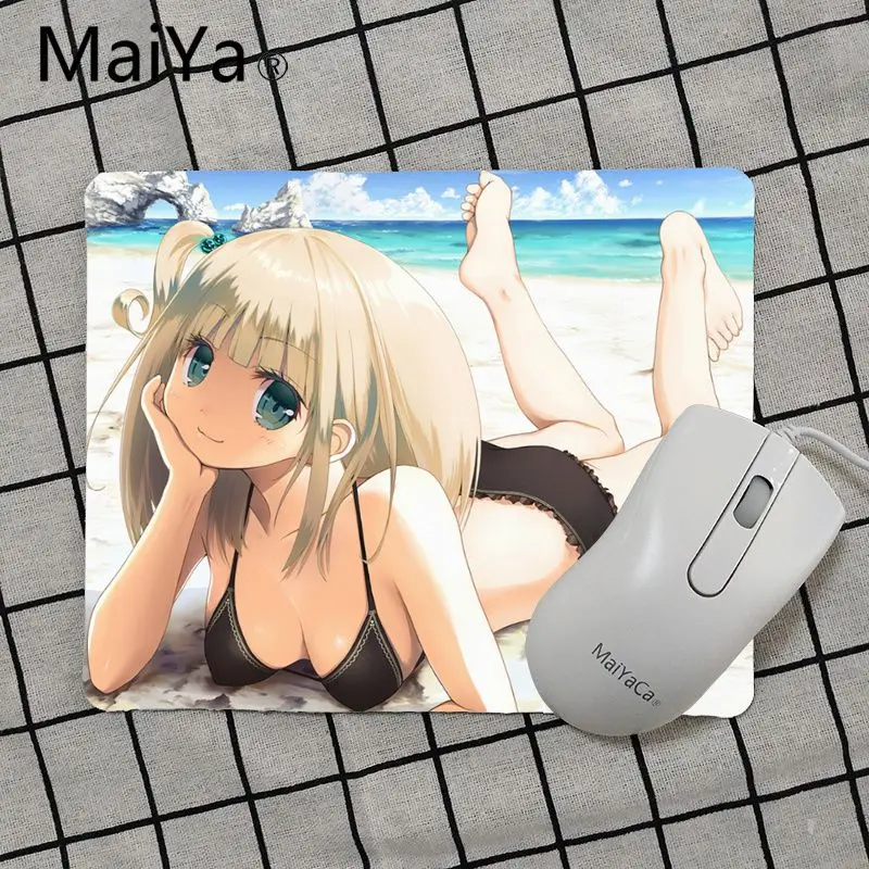 No Lock Edge25x29cm Maiya Высокое качество пляж море бикини девушка аниме уникальная настольная панель коврик для игровой мыши Лидер продаж подставка под руку мышь - Цвет: No Lock Edge25x29cm