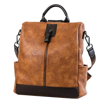 

ACELURE Fashion High Quality Women PU Leather Backpacks Multifunction Solid Color Backpack Female Girl Large Bookbag Travel Bag