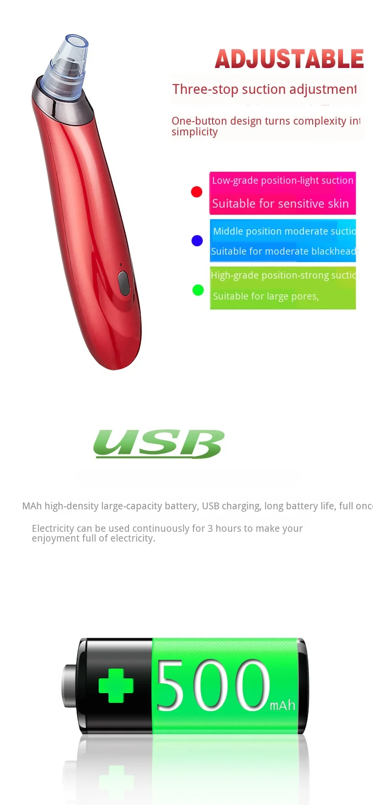 Instrumento de Remoção Poros à Prova Instrumento de Limpeza Acne Elétrica Cravo Dwaterproof Água Usb Recarregável Silencioso Dispositivo Sucção Cuidados Faciais 16 Utensílios de cuidado facial