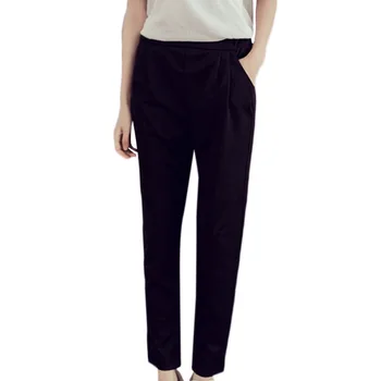 

Sweat Pants Women Warm Comfy Harem Mid Waist Elastic Solid Color Loose Straight Casual Nine Pants Womens Trousers: