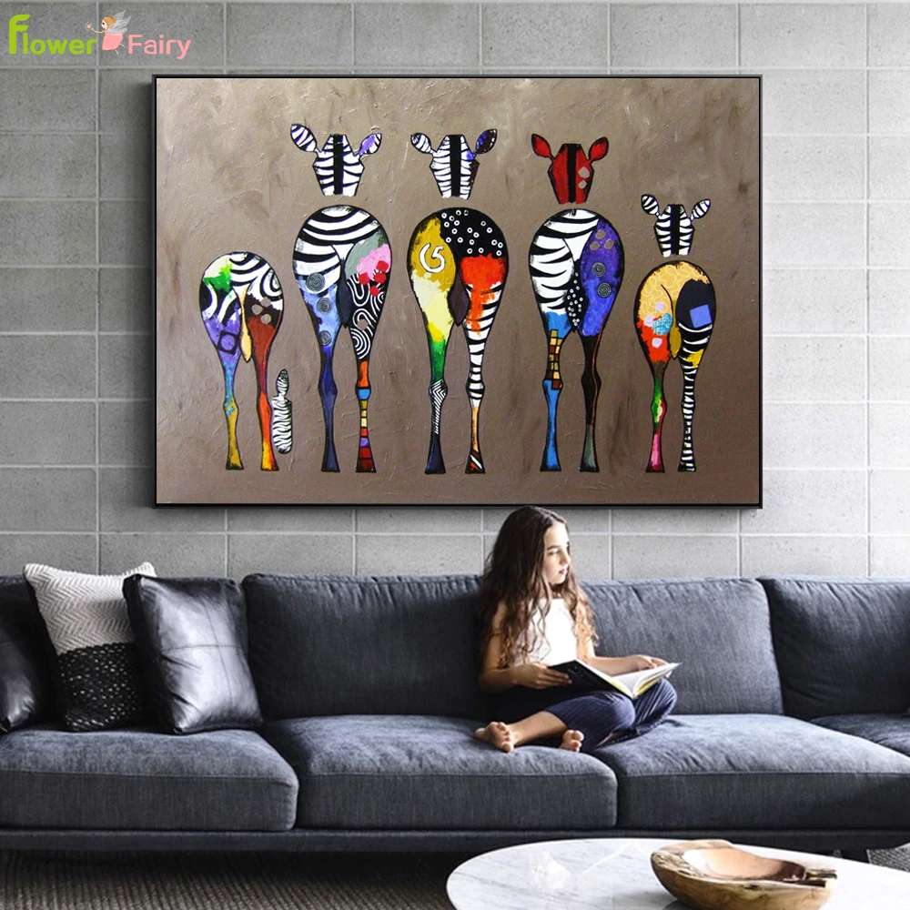 

Abstract Colorful Zebra Wall Art Canvas Painting Animals Quadro Nordic Poster Wall Pictures For Living Room Cuadros Unframed