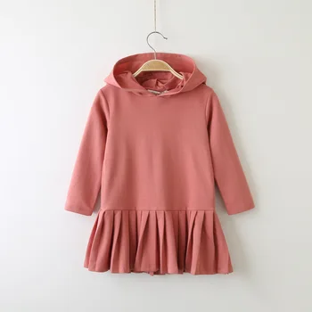 

Girl Dress New Autumn Girls Clothes Brand Baby Girls Blouse Rabbit Ears Hooded Ruched Long Sleeve Children Clothing Dress