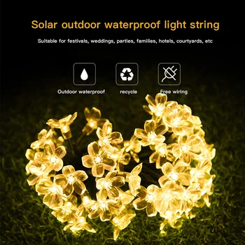 

7M Solar Power Peach Blossom Light LED String Fairy Lights Solar Garlands Waterproof Solar String Christmas Lights Outdoor