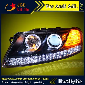 

Car styling LED HID Rio LED Audi A6L A6 headlights Head Lamp case for Audi A6L A6 headlight 2005-2008 Bi-Xenon Lens low beam