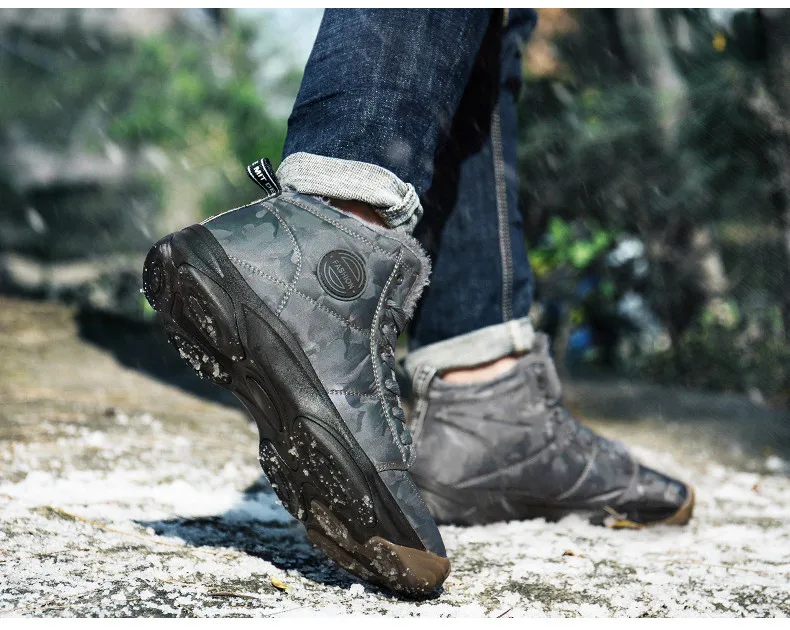 Водонепроницаемые мужские Ботильоны; Зимние теплые плюшевые ботинки; мужские уличные кроссовки; рабочие ботинки; мужские зимние ботинки на резиновой подошве; размеры 47-48