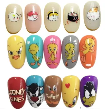 

Newest HANYI 293 294 cartoon design nail art sticker decal stamping back gule DIY nail decoration tools