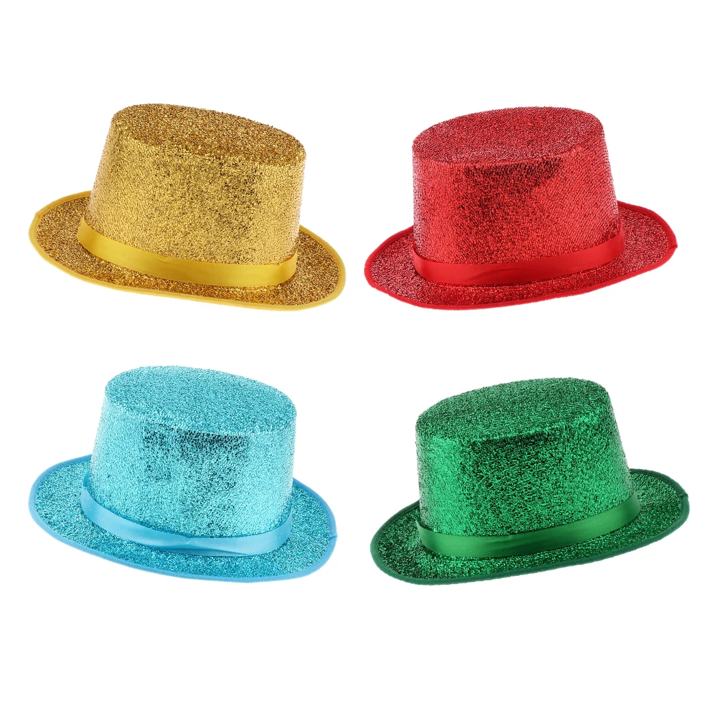 Kids Adults Glitter Sequin Top Hat Magician Gentleman Fancy Dress Party Hat