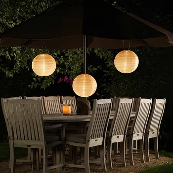 

20cm Solar LED Chinese Lantern Light Outdoor Garden Wedding Holiday Party Decorative Waterproof Round Hanging Lamp