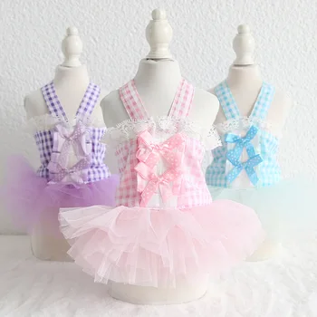 

Sexy Dog Clothes Evening Dress XS-XL Tutu Dresses For Chihuahua Puppy Summer Clothes Bowknot Dress For Evening Party Small Dog L