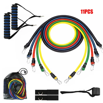 

Familiar 11 Pcs Fitness Resistance Bands Set Pull Rope Set For Fitness Strength Training Accessories