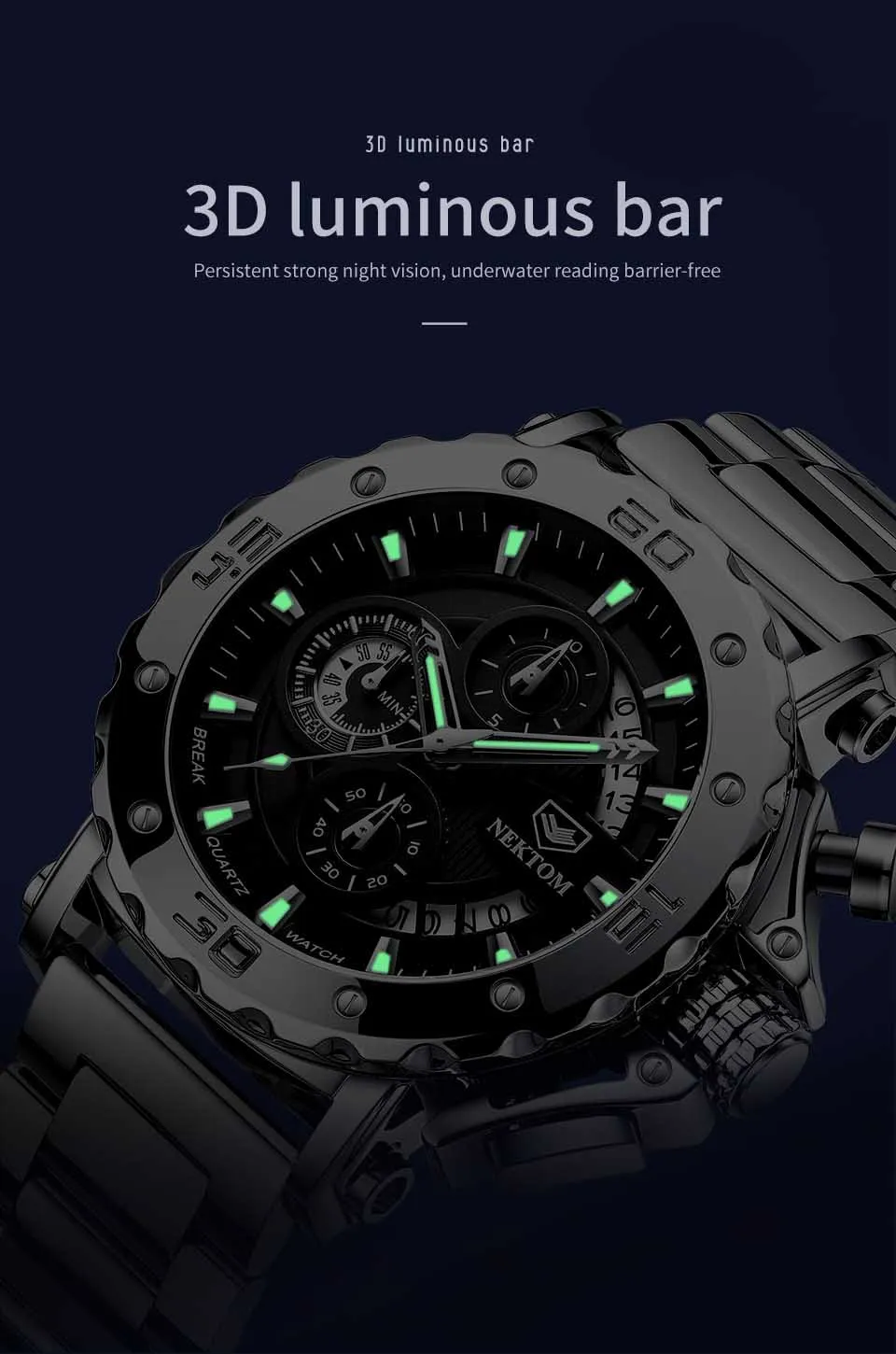 Casual Men Sport Watch Top Brand Stainless Steel Waterproof Chronograph Clock Fashion Business Men Wristwatch Gift for Men