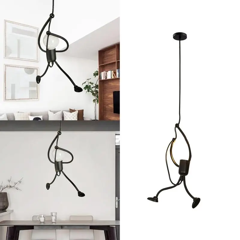 Preise Kreative Männer Form Anhänger Licht DIY Decke Lampe Eisen Kunst Schmiedeeisen Licht Basis Ohne Birne Geeignet Für E27 Lampen