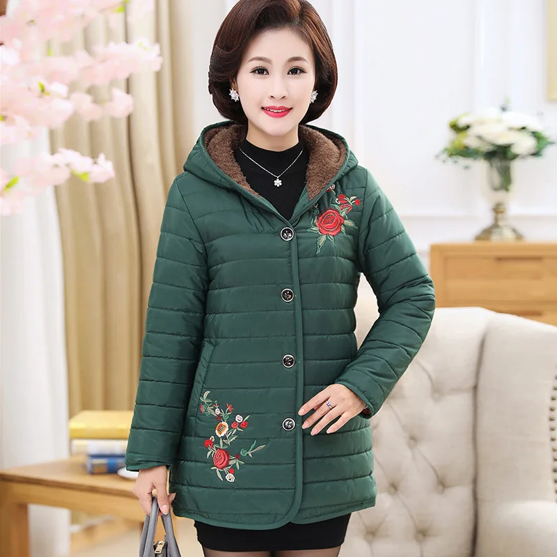 

Middle-aged Cotton-padded Clothes Women's Mid-length 2018 New Style 40-Year-Old 50 Middle-aged Mom Cotton-padded Jacket Winter C