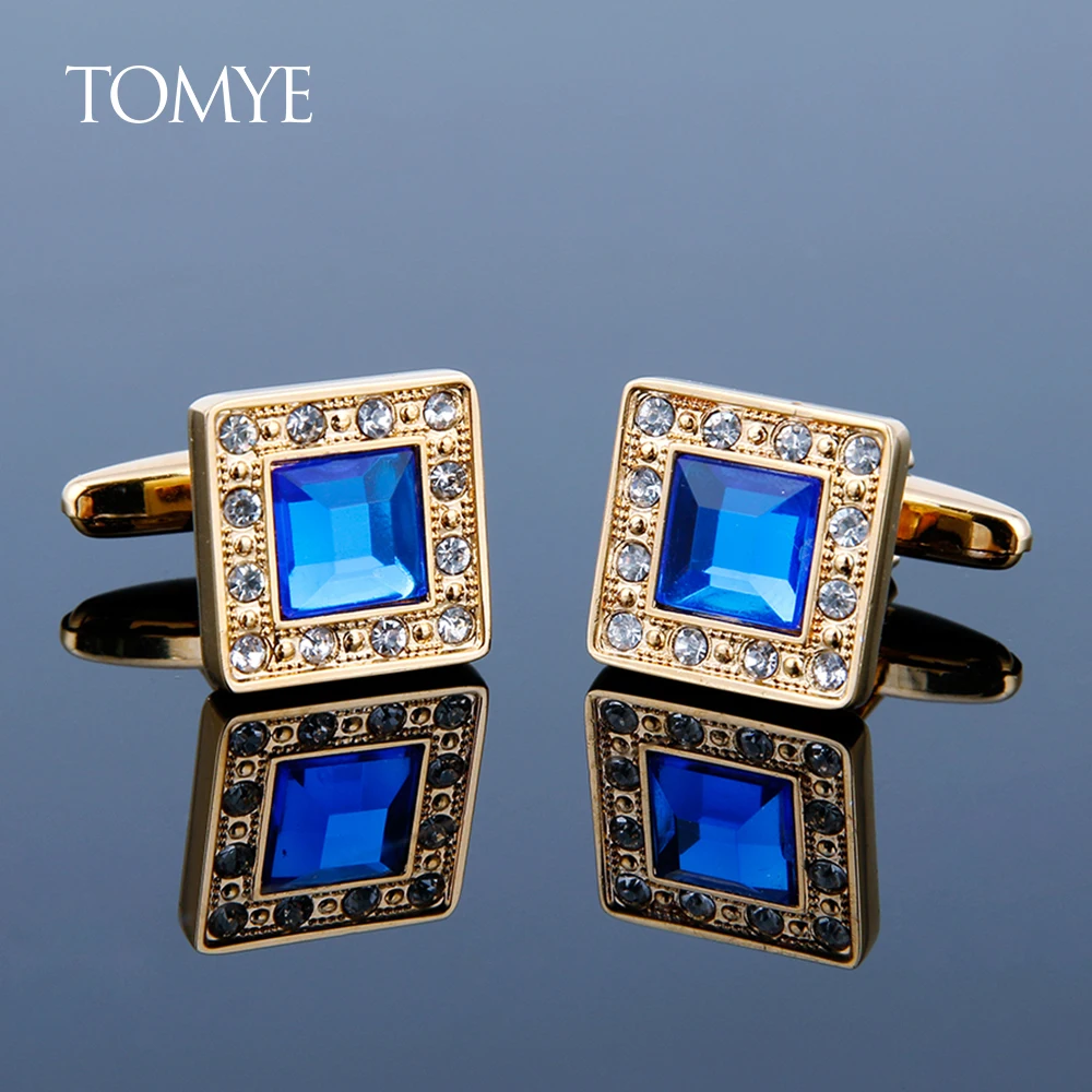 Запонки для мужчин TOMYE XK21S015 высококачественные Роскошные Синие Квадратные