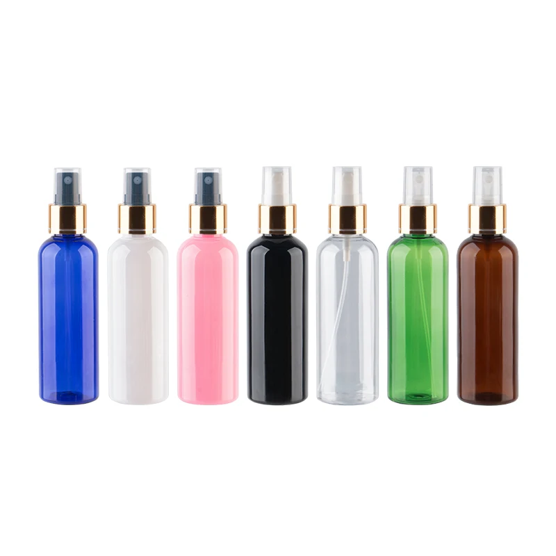 

100ml X 30 Empty Makeup Setting Spray Pump Plastic Bottle With Gold Aluminum Collar 100cc Perfume Cosmetic PET Bottle Container