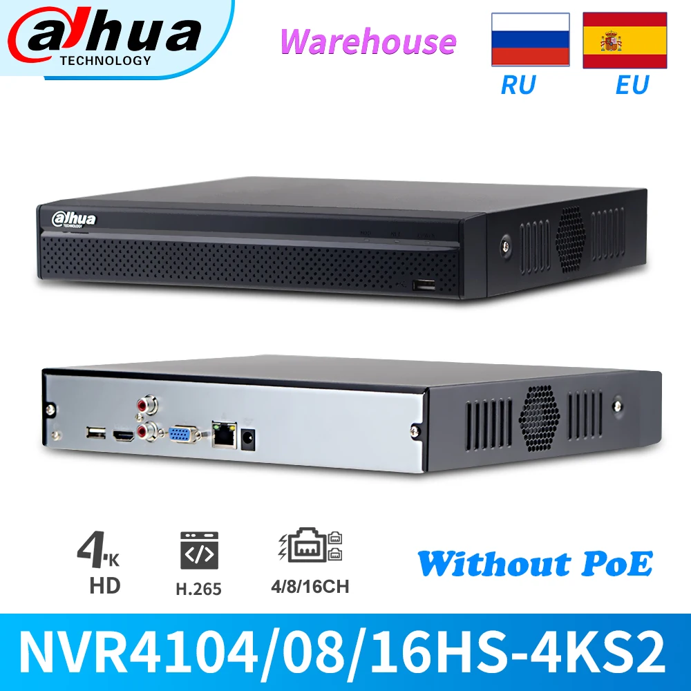 Dahua NVR 4K 8MP 4/8/16CH NVR4104HS-4KS2 NVR4108HS-4KS2 NVR4116HS-4KS2 H.265 Network Video Recorder Onvif For Thrid Brand Camra