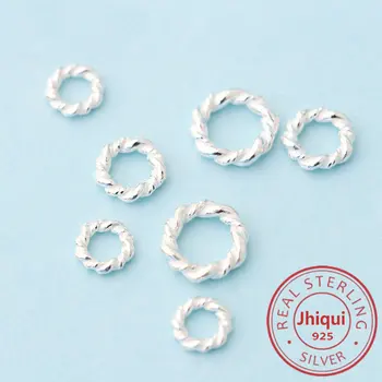 

2PCS 925 Sterling Silver Twisted Circle Spacer Beads for Diy Bracelet Loose Beads Fine Jewelry Finding