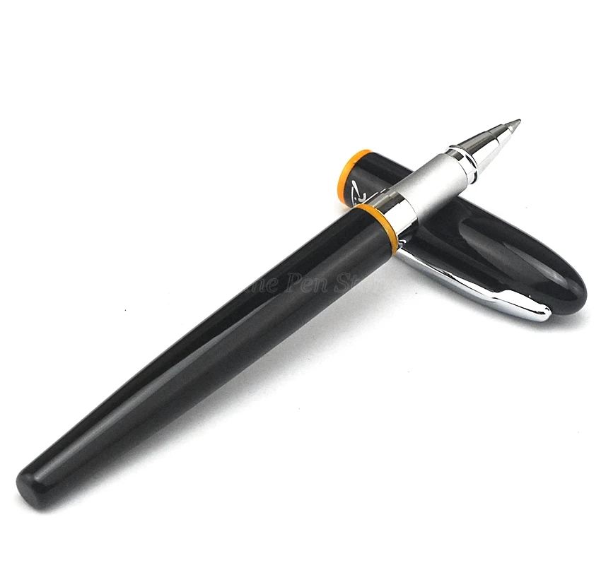 

Picasso Pimio 907 Metal Black Roller Ball Pen Yellow Ring Refillable Silver Trim Professional Office Stationery Writing Tool