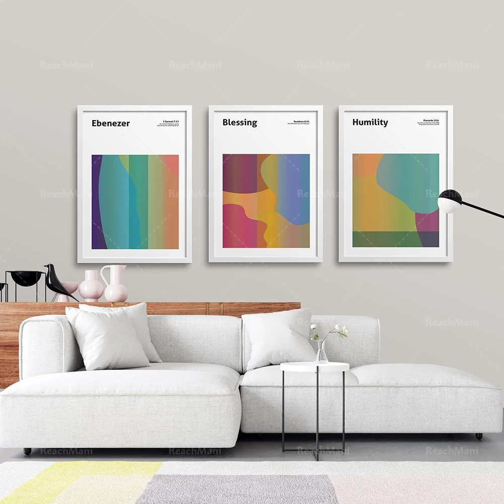

grymC Ebenezer, Blessing, Humble Bible Verse Poster, Bible Verse Typographic Poster, Geometric Art
