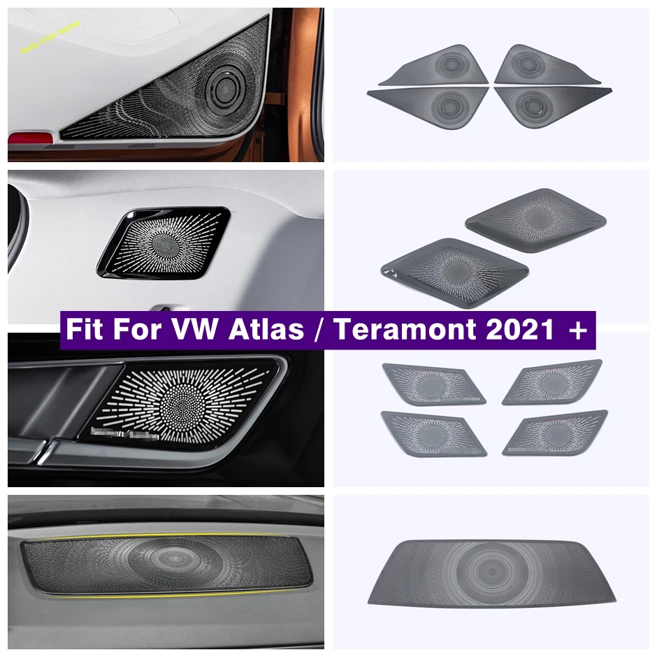 

Door Handle Bowl / Trunk Speaker Sound Cover Trim For VW Volkswagen Atlas / Teramont 2021 2022 Accessories Interior Black Kit