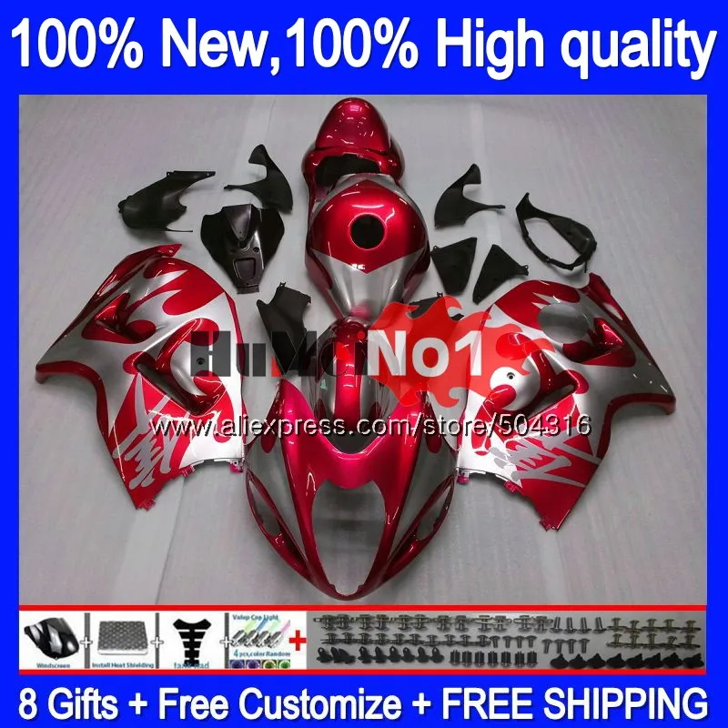 Hayabusa для SUZUKI GSX-R1300 1996 1997 1998 99 00 01 27MC. 195 красный серебристый GSXR 1300 GSXR1300 96 97 98 1999 2000 2001 обтекатели - Цвет: No. 1