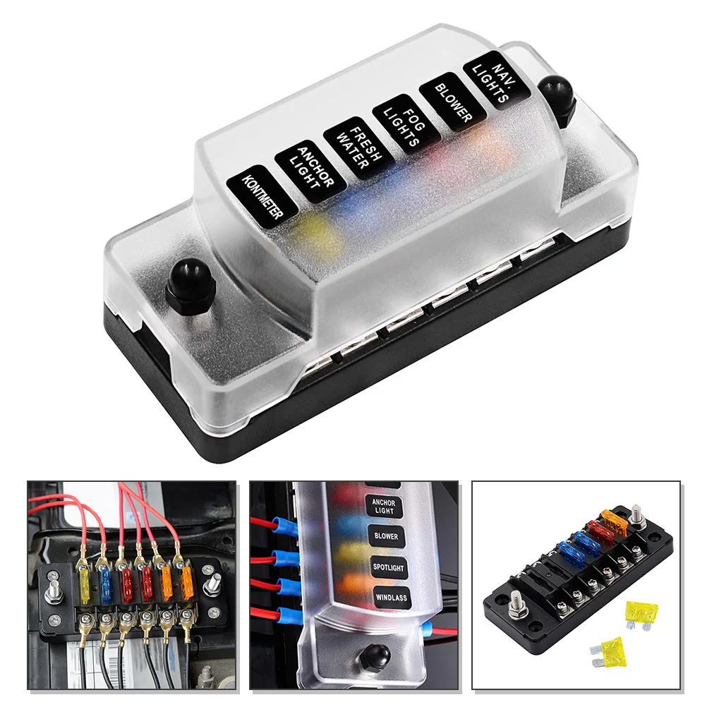 1 Set Automotive 6 Circuit Zekering Blok Duurzaam 6 Manier