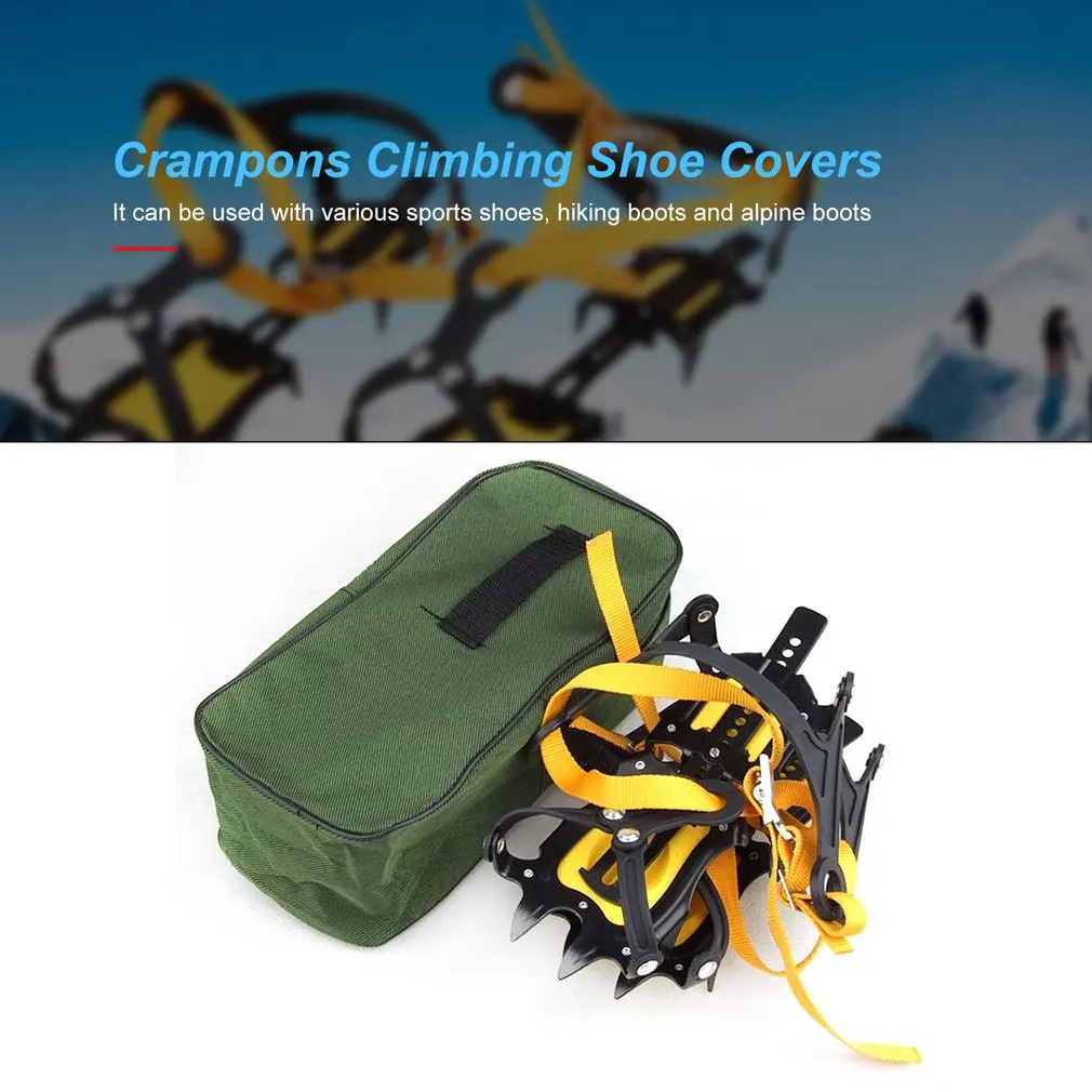Adjustable Ice Snow Anti-slip 10 Toothed Stainless Steel Crampons Shoe Covers Outdoor Climbing Anti-skid Crampons Shoes