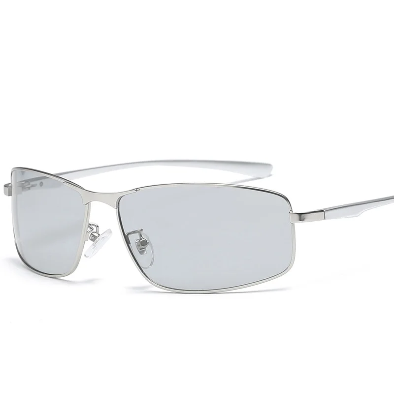 Серебристый Photochromic Sunglasses Men Polarized Chameleon Glasses Male Change Color Sun Glasses Day Night Vision Driving Goggles Eyewear - Цвет линз: Серебристый