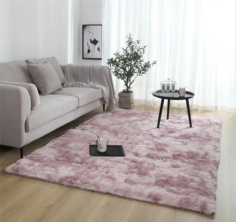 Fashion European Long Hair Bedroom Fur Carpet Bay Window Bedside Mat Washable Personality Blanket Gradient Color Living Room Rug