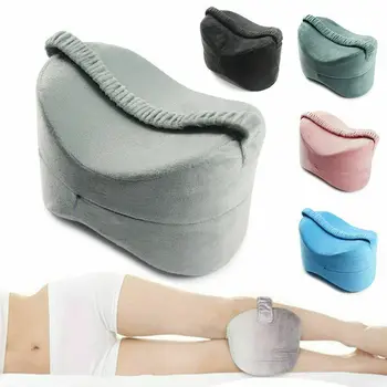 

I-shaped Knee Pillow for Side Sleepers Memory Foam Leg Support Cushion with Elastic Strap Maternity Leg Pillow Yoga
