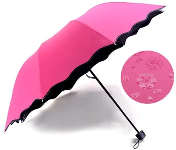 

CAMMITEVER 8K Lady Princess Magic Flowers Dome Parasol Sun/Rain Folding Umbrella Brass Knuckles For Women