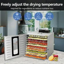 KWASYO 10 пищевые лотки Дегидратор Фрукты сушильная машина Сушилка для овощей сухофрукты мясо сушильная машина нержавеющая Ste Видимый