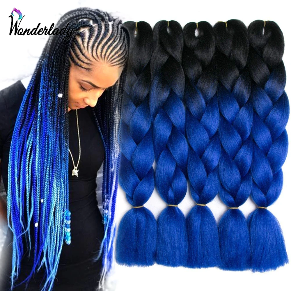 WonderLady-extensiones de cabello sintético con trenzas, 24 Jumbo pulgadas, 120 colores, ombré único, preestirado, para caja