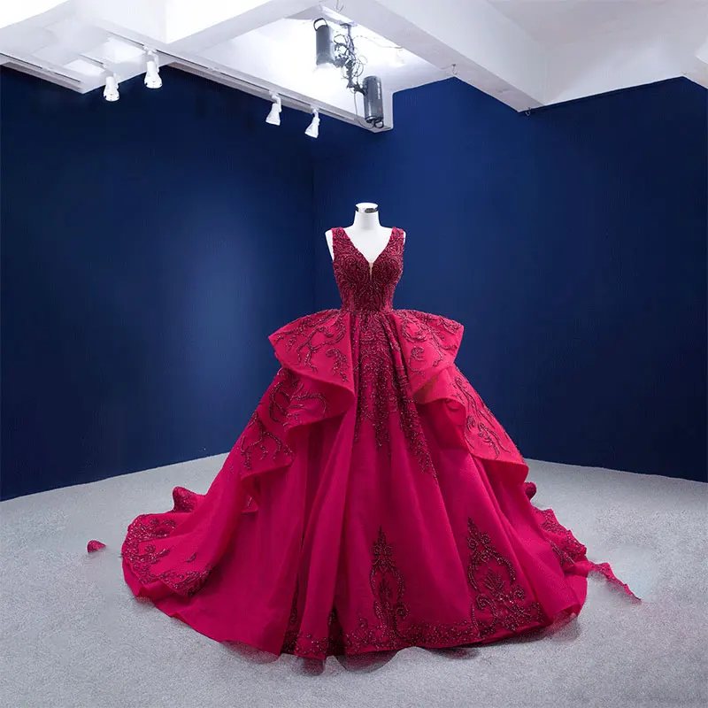 RSM67376 burgundy prom dresses 2021 sleeveless elegant dress women for wedding party vestidos de fiesta largos elegantes de gala 4