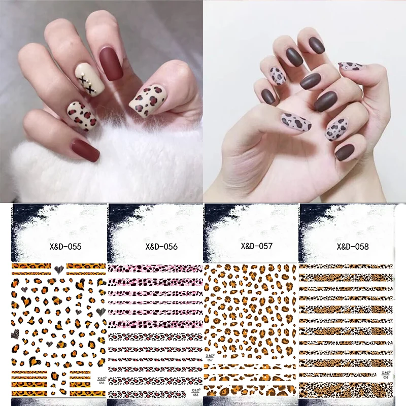 

1 sheet Leopard Nail Stickers 3d Adhesive Sticker Decals Wild Sexy Design Charming Nail Art Decoration Transfer Foil Tip 2019
