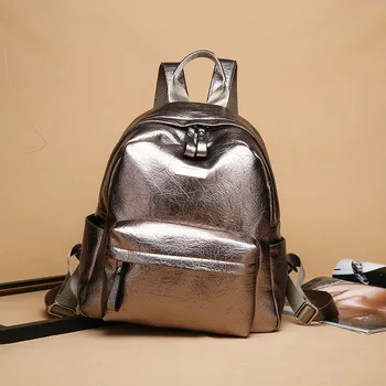 

Simple Backpack Women's 2020 New Korean-Style Large-Capacity Pleated Small Backpack Soft Pu Casual Small Bag