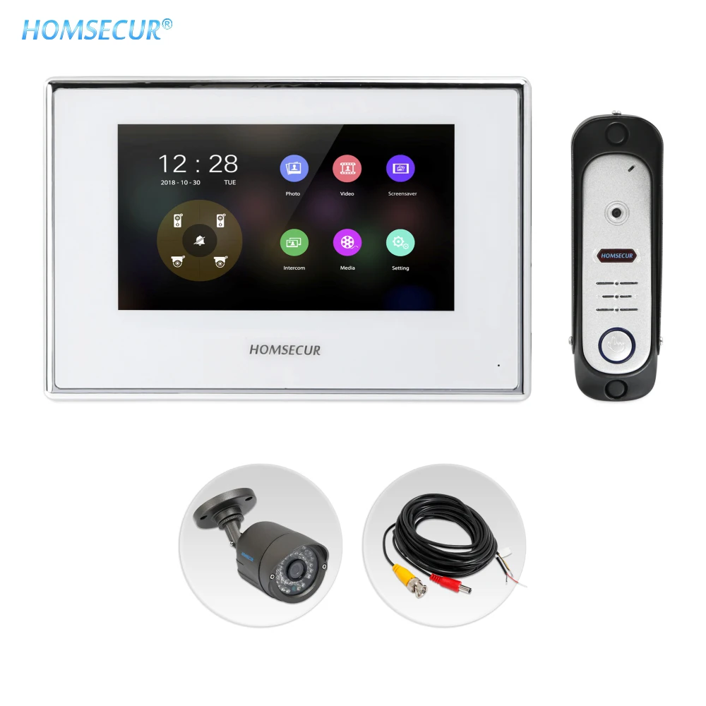 HOMSECUR 4 Wire 7\ Video Door Intercom System with Touch Screen Monitor IP65 Outdoor Unit Motion Detection CCTV Camera 1.3MP HOMSECUR 4 Wire 7\ Video Door Intercom System with Touch Screen Monitor IP65 Outdoor Unit Motion Detection CCTV Camera 1.3MP
